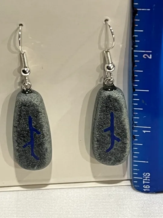 Steatite Earrings w/ Blue Lapis Inlay