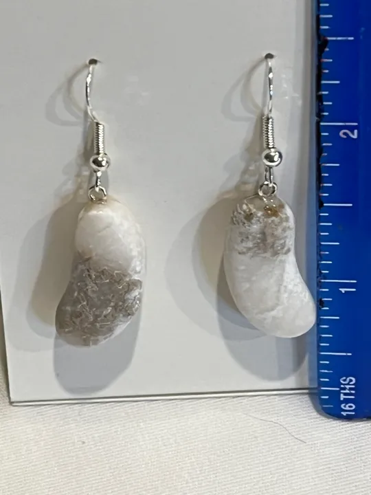 Gray Ice Alabaster Earrings