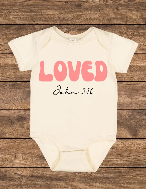 Loved Pink Letters Onesie