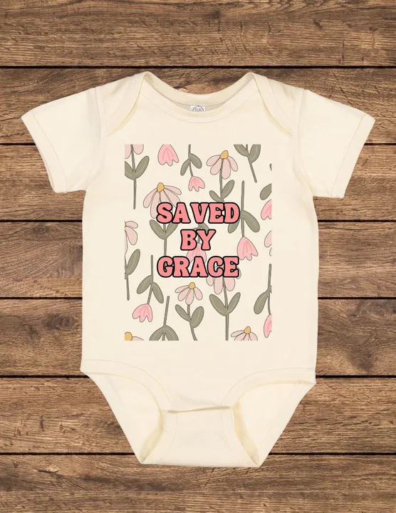 Saved By Grace Floral Onesie