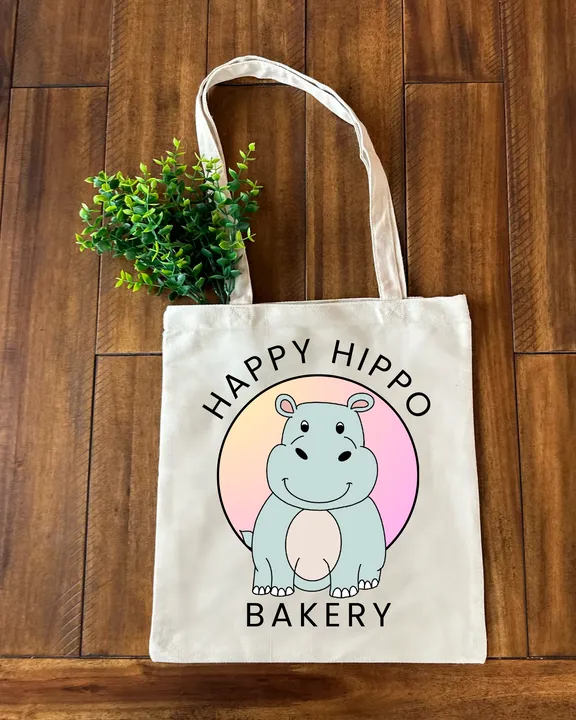 Happy Hippo Canvas Bag