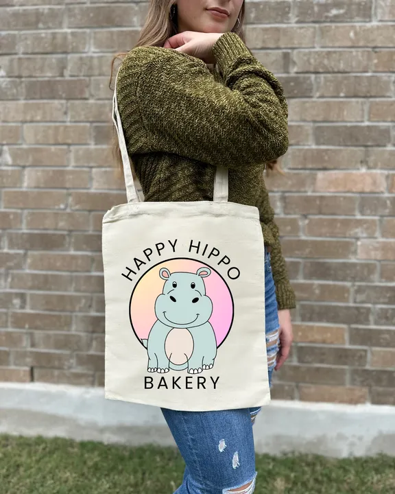 Happy Hippo Canvas Bag
