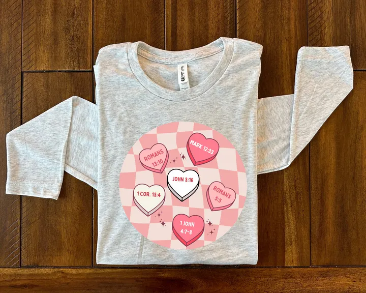 Bible Verse Candy Hearts Long Sleeve