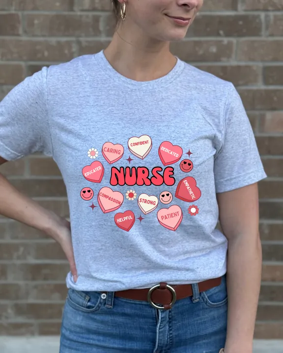 Nurse Valentines White Short Sleeve